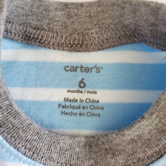 K1301 * Carter's Striped Dog Boys Tee Blue White Gray Size 6M - Picture 4 of 6